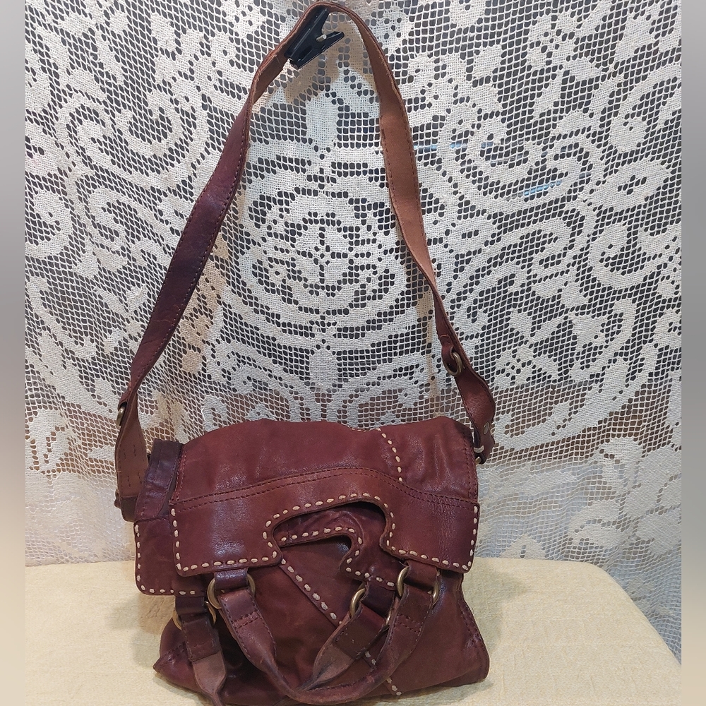 Lucky Brand Brown Leather Fold Over Crossbody